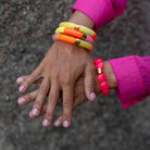 Bracelet perles colorées femme jaune rose pailleté | Olala Pipoca Parabaya Parabaya