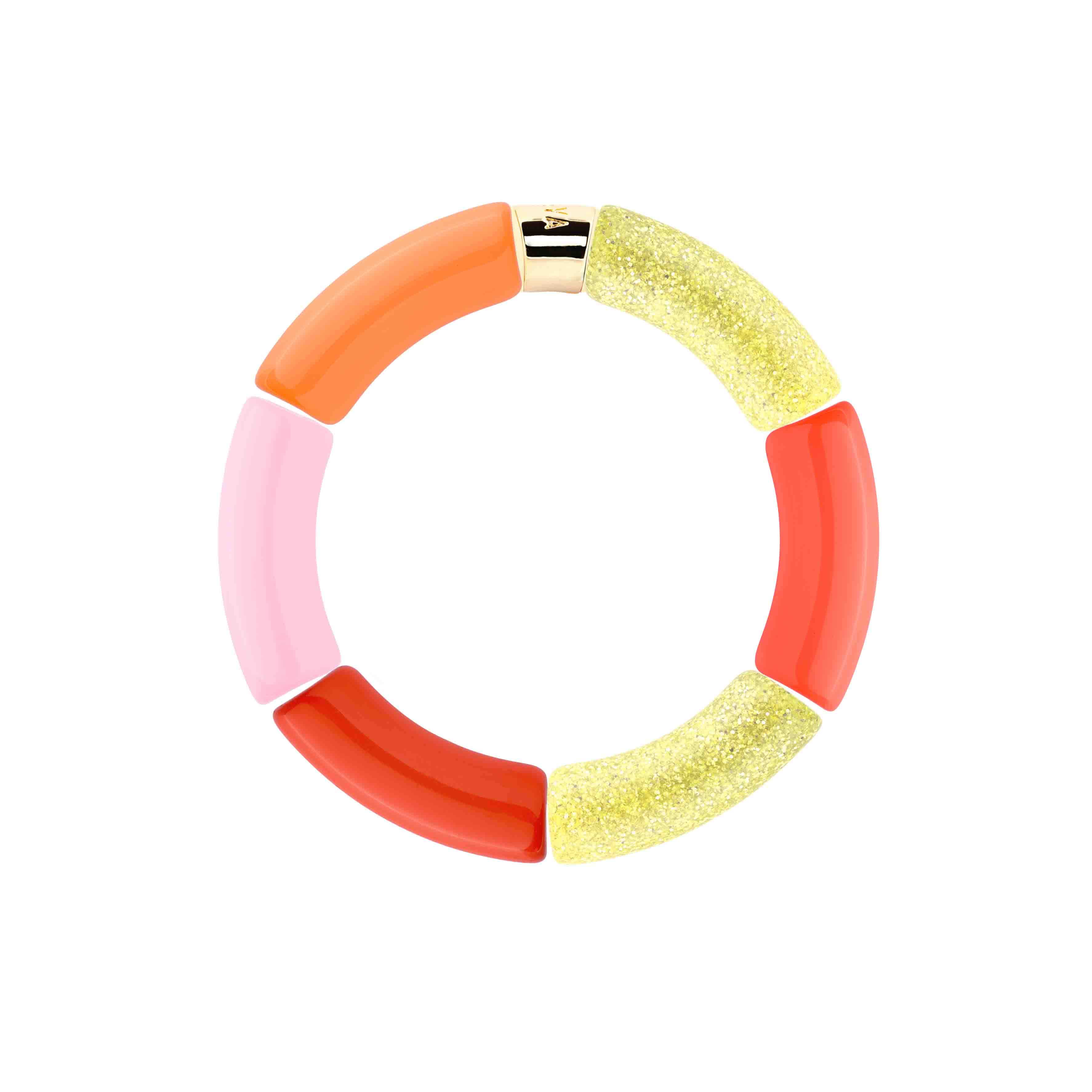 Bracelet perles colorées femme jaune rose pailleté | Olala Pipoca Parabaya Parabaya
