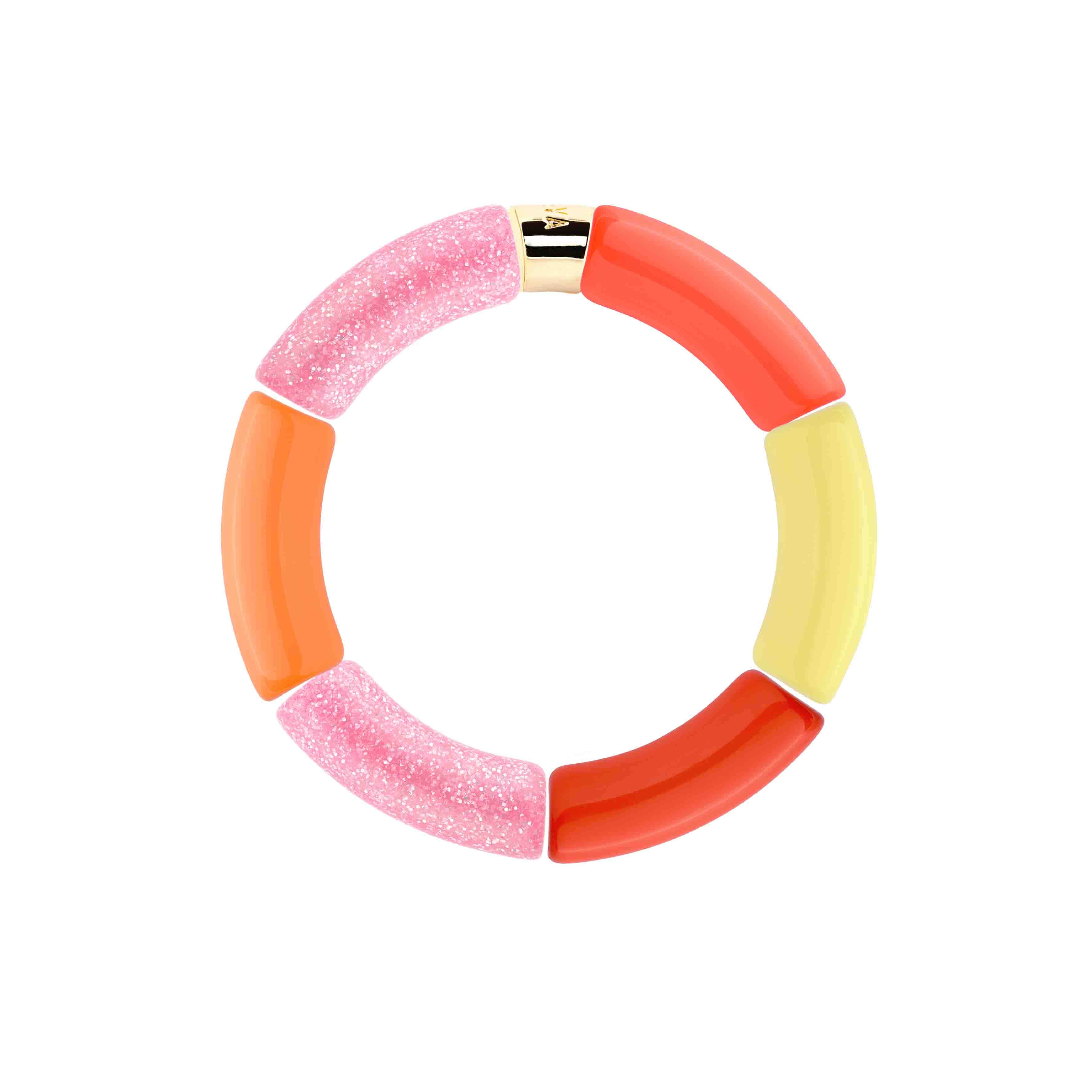 Bracelet perles colorées femme jaune rose pailleté | Olala Pipoca Parabaya Parabaya