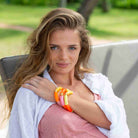Bracelet perles colorées femme jaune rose pailleté | Olala Pipoca Parabaya Parabaya
