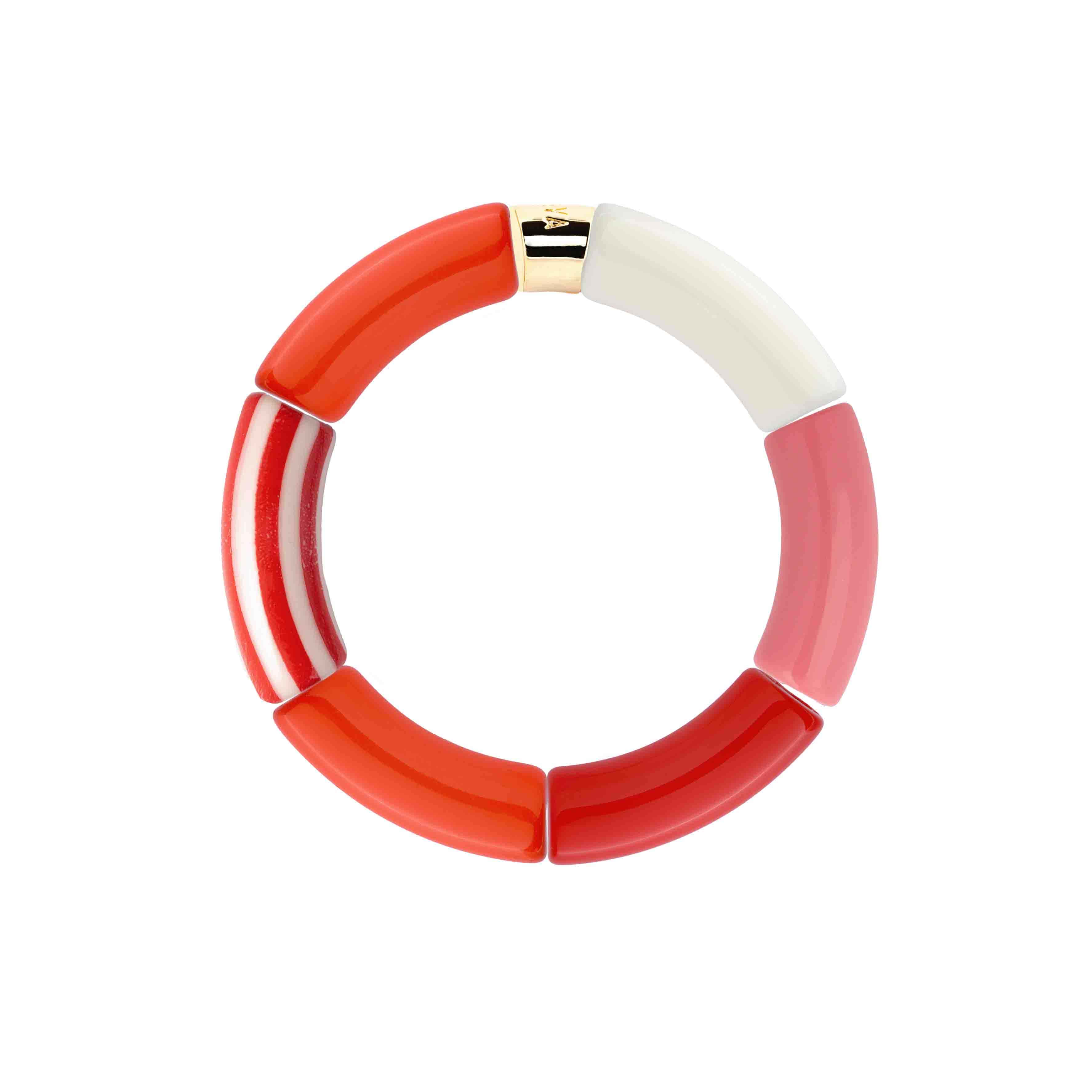 Bracelet perles colorées femme rouge orange rose | Soleda Pipoca Parabaya Parabaya