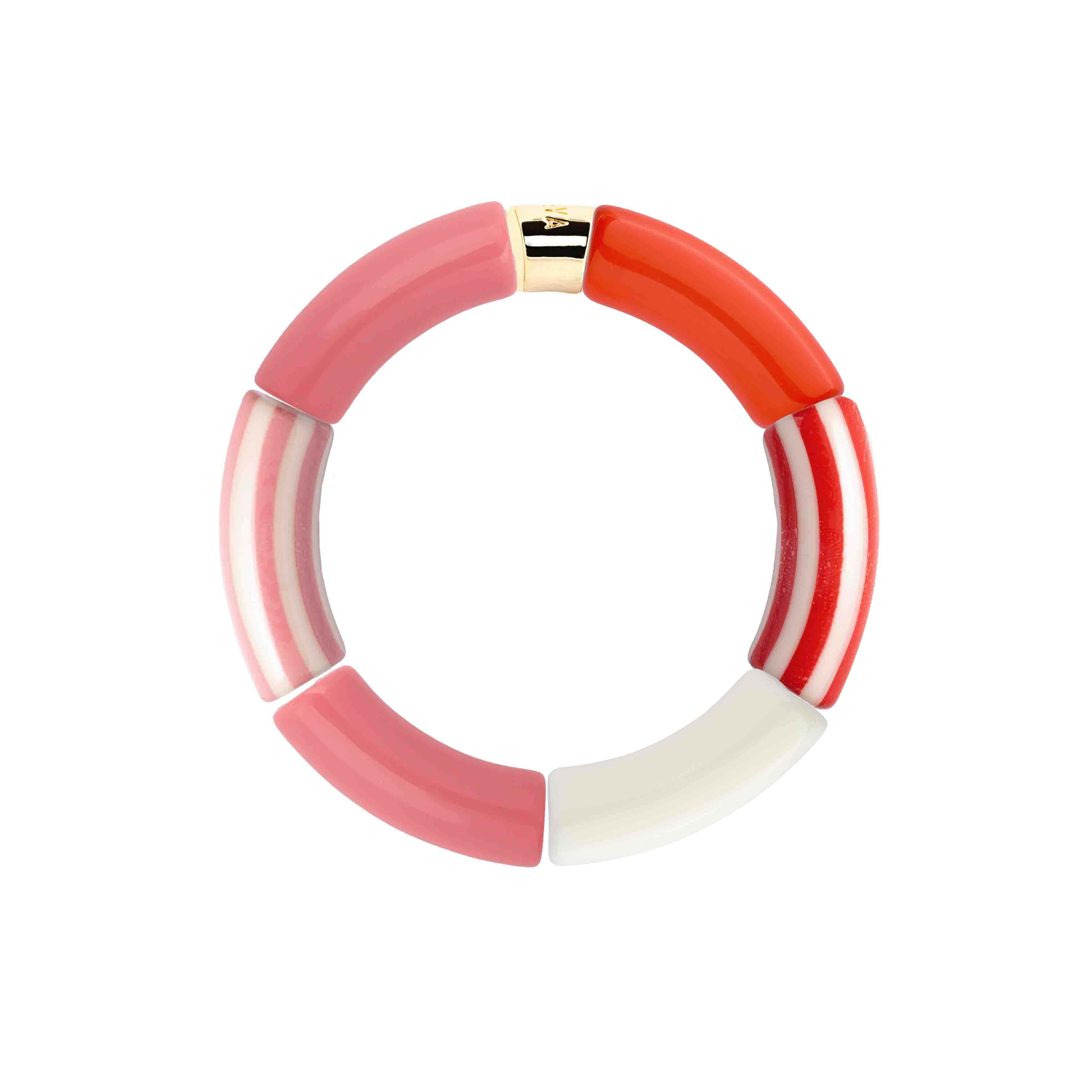 Bracelet perles colorées femme rouge orange rose | Soleda Pipoca Parabaya Parabaya