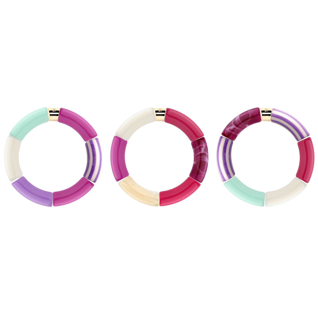 Bracelet perles colorées fuchsia crème lagon femme | Pipoca Piruleta Parabaya Parabaya
