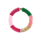 Bracelet perles colorées fuchsia rose vert femme | Pipoca Manda Parabaya Parabaya