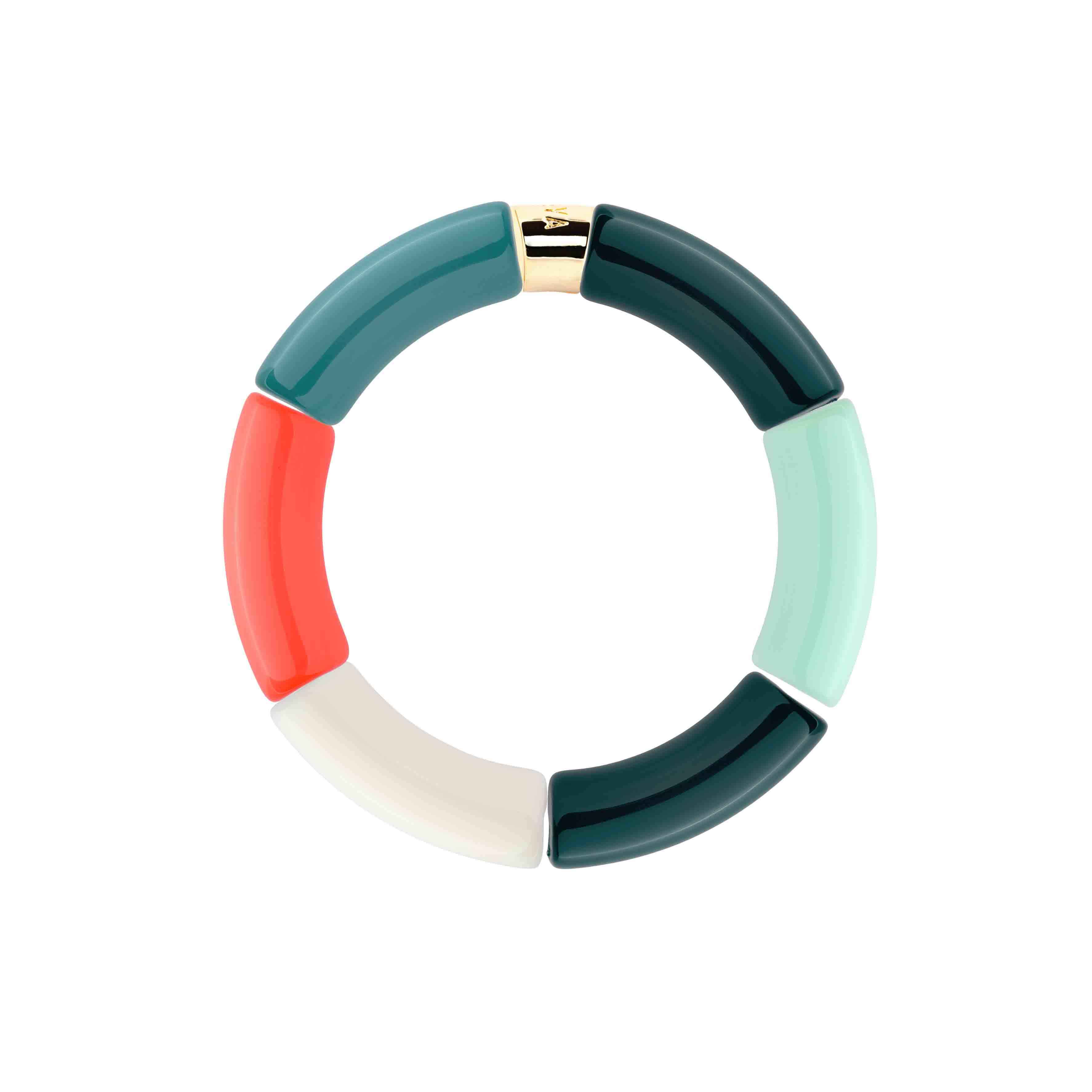 Bracelet perles colorées orange fuchsia bleu femme | Pipoca Energia Paarabaya Parabaya