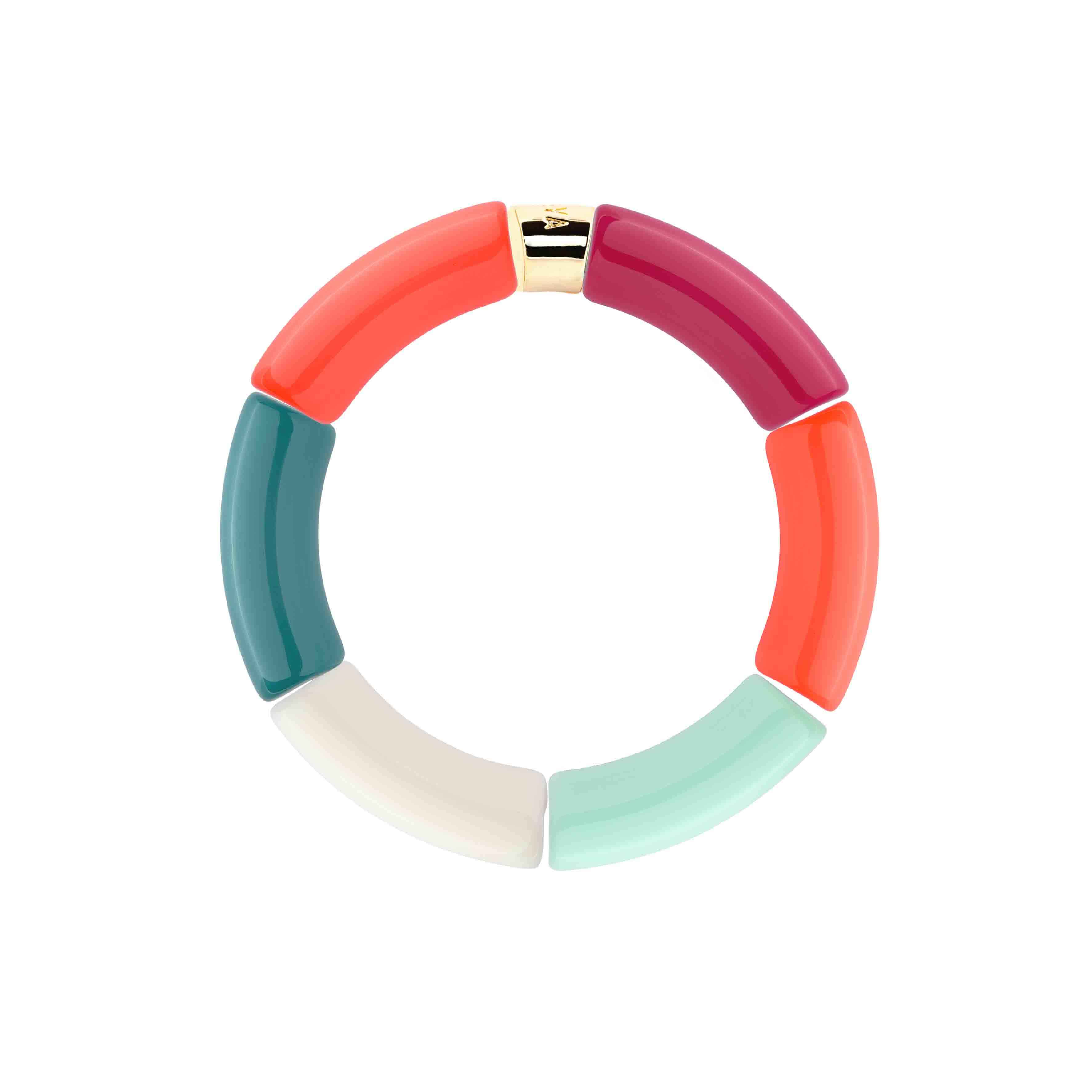 Bracelet perles colorées orange fuchsia bleu femme | Pipoca Energia Paarabaya Parabaya