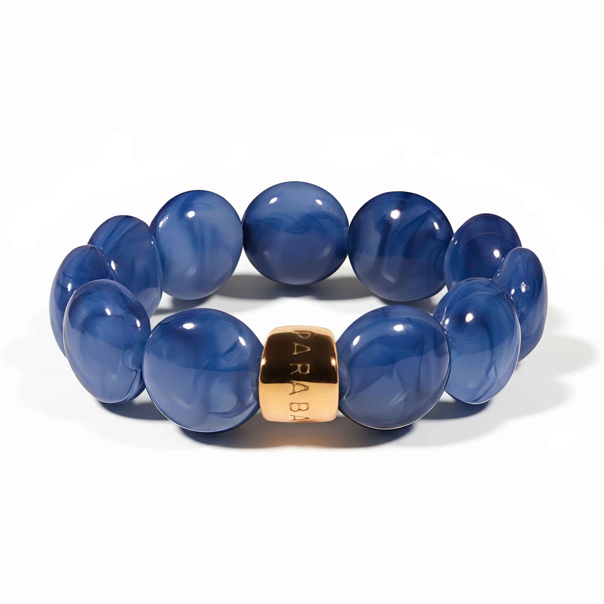 Bracelet perles rondes bleu marbré cobalt femme | Bombom Vela Parabaya Parabaya