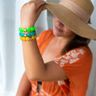 Bracelet perles rondes colorées bleu jaune femme | Bombom Brasil Parabaya Parabaya