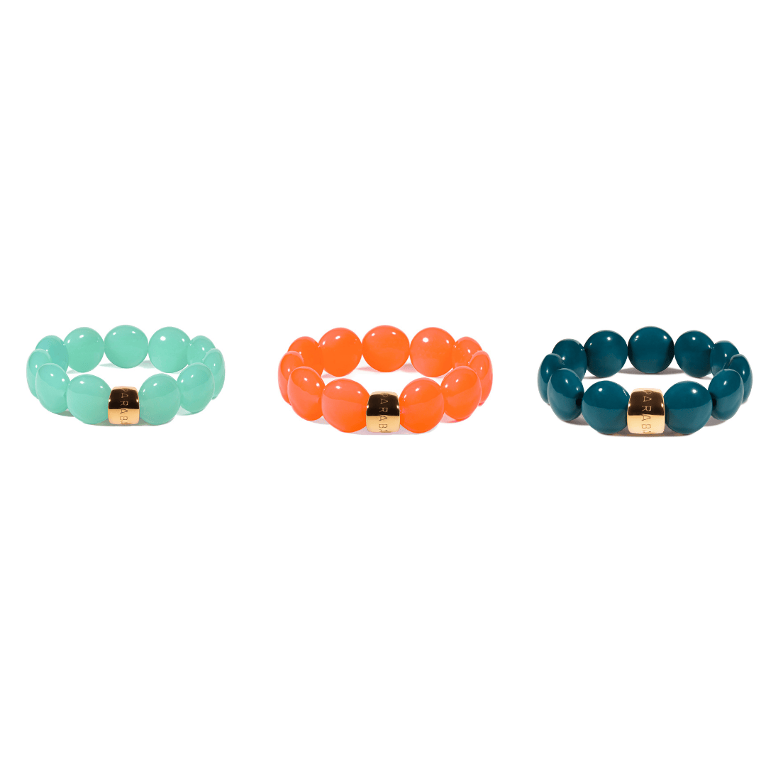 Bracelet perles rondes colorées orange bleu lagon femme | Bombom Energia Parabaya Parabaya