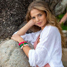 Bracelet perles rondes colorées rose fuchsia menthe | Bombom Manda Parabaya Parabaya