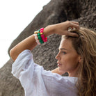 Bracelet perles rondes colorées rose fuchsia menthe | Bombom Manda Parabaya Parabaya