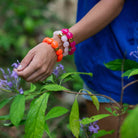 Bracelet perles rondes femme framboise orange rose | Jinga Bombom Parabaya Parabaya