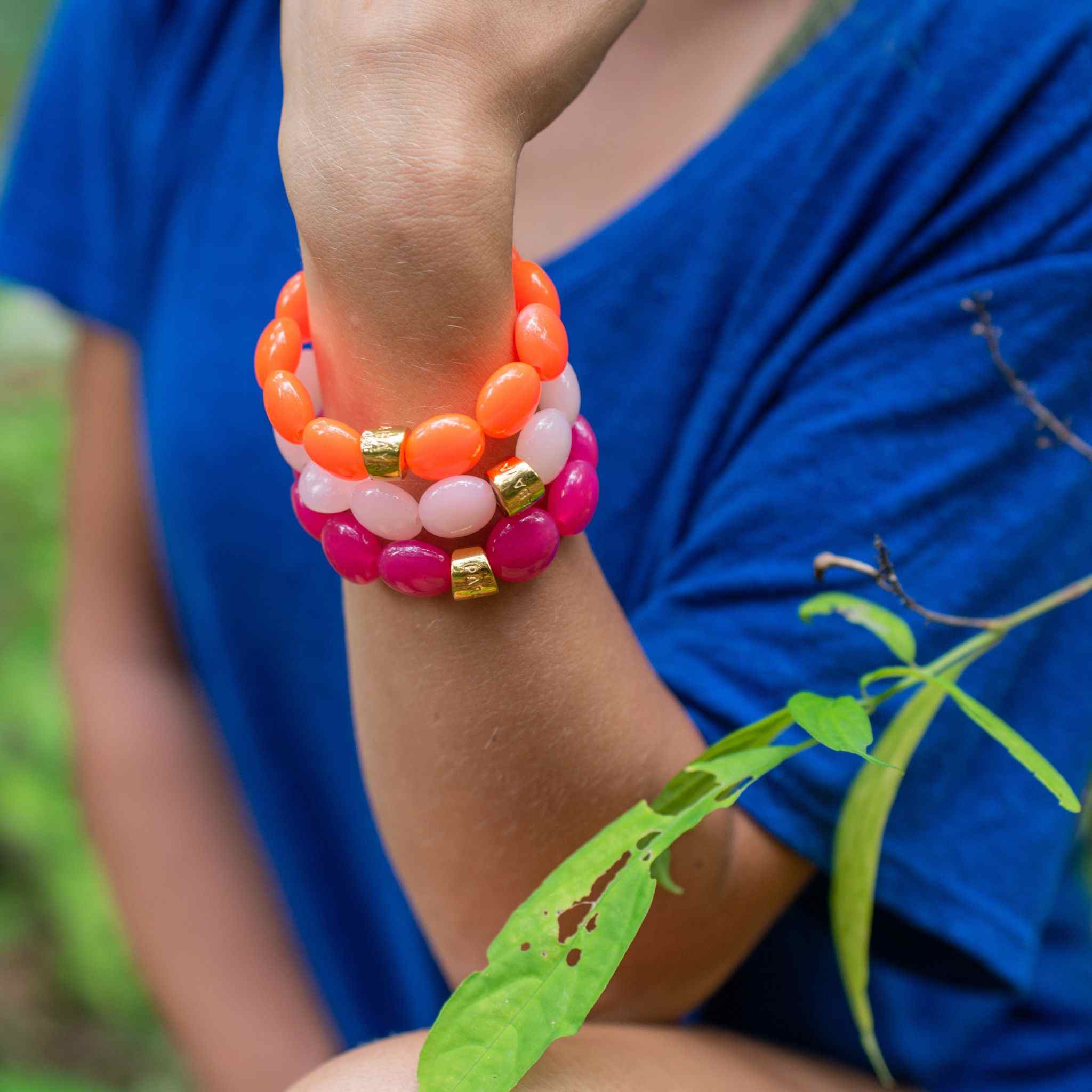Bracelet perles rondes femme framboise orange rose | Jinga Bombom Parabaya Parabaya