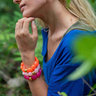 Bracelet perles rondes femme framboise orange rose | Jinga Bombom Parabaya Parabaya