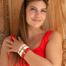 Bracelet perles rondes femme rouge blanc rose | Soleda Bombom Parabaya Parabaya