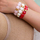 Bracelet perles rondes femme rouge blanc rose | Soleda Bombom Parabaya Parabaya