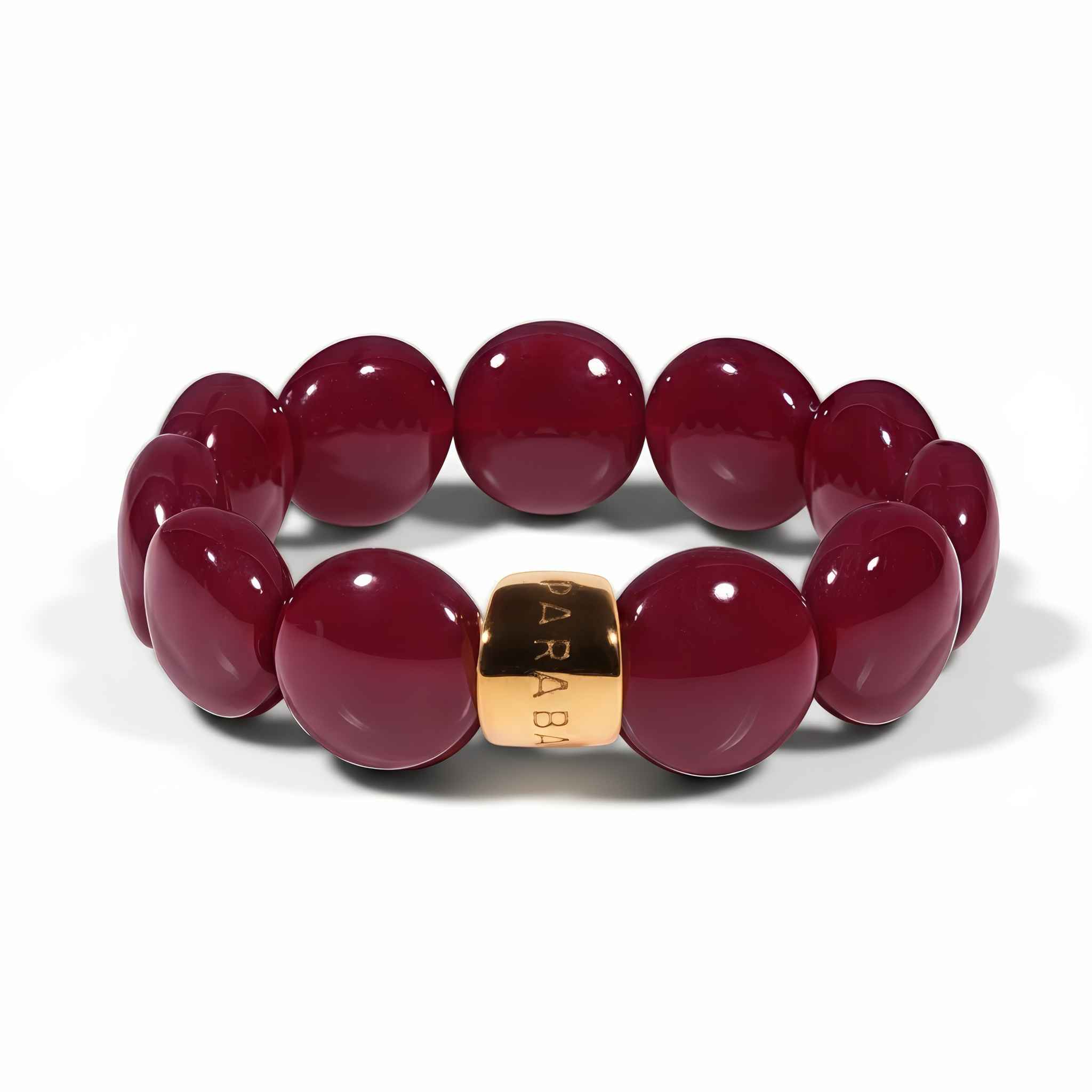 Bracelet perles rondes léopard bordeaux crème | Pampa Bombom Parabaya Parabaya