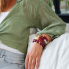 Bracelet perles rondes léopard bordeaux crème | Pampa Bombom Parabaya Parabaya