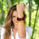 Bracelet perles rondes léopard bordeaux crème | Pampa Bombom Parabaya Parabaya