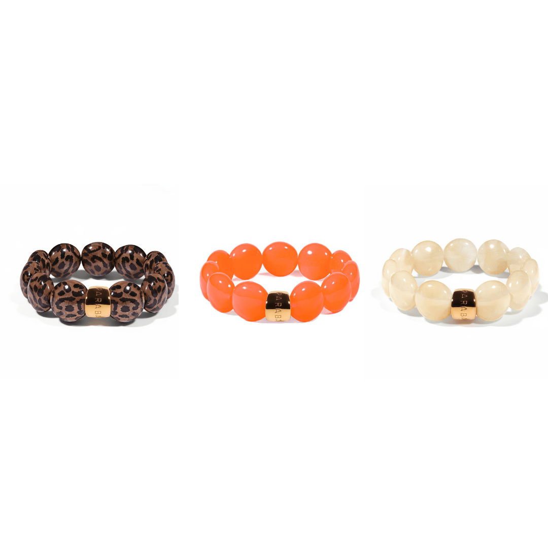 Bracelet perles rondes orange femme léopard | Maraca Bombom Parabaya Parabaya