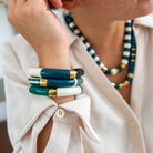 Bracelet perles tubes bleu canard et vert | Pipoca Selva Parabaya