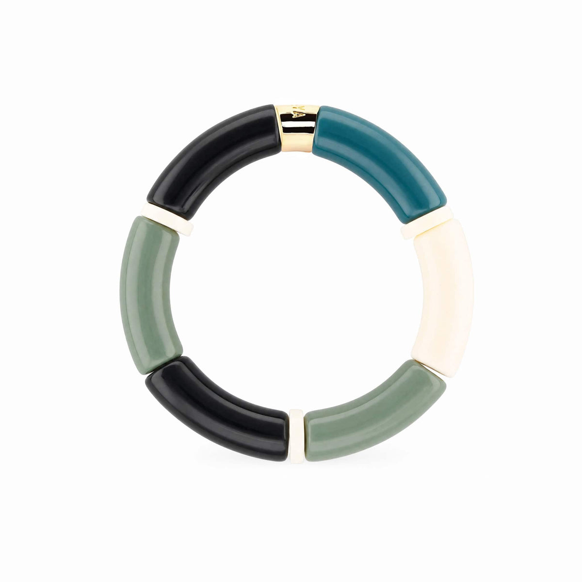 Bracelet perles tubes bleu canard et vert | Pipoca Selva Parabaya