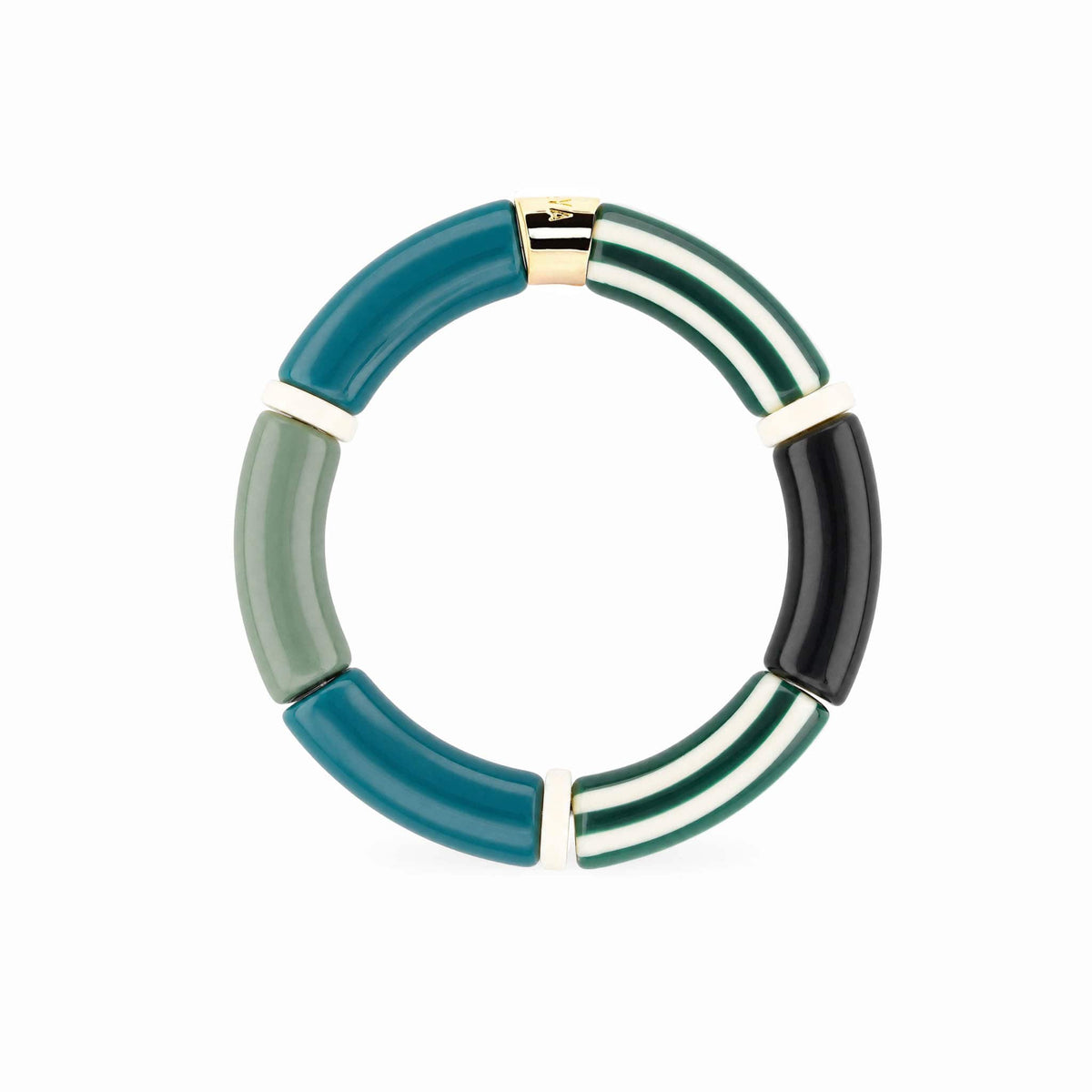 Bracelet perles tubes bleu canard et vert | Pipoca Selva Parabaya