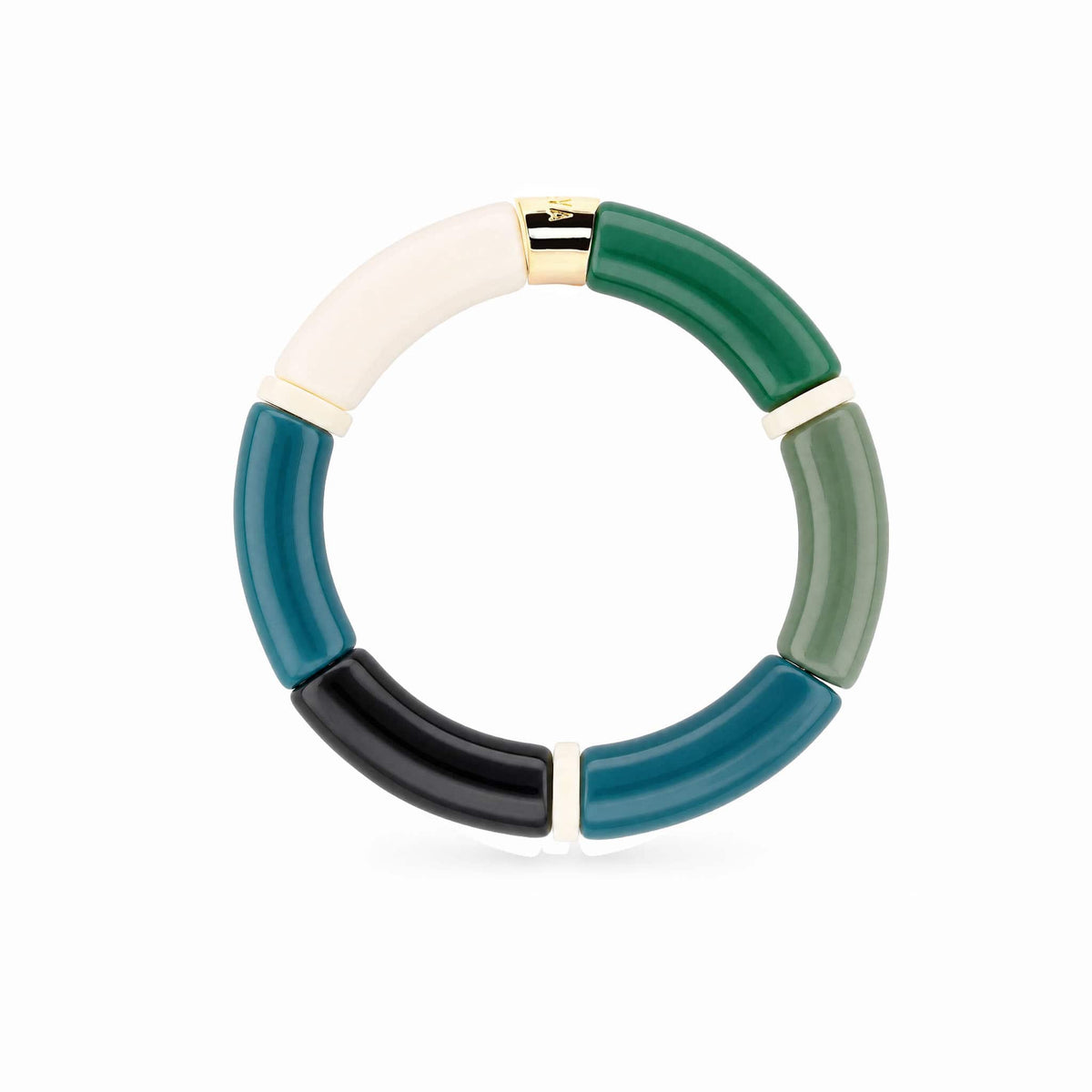 Bracelet perles tubes bleu canard et vert | Pipoca Selva Parabaya