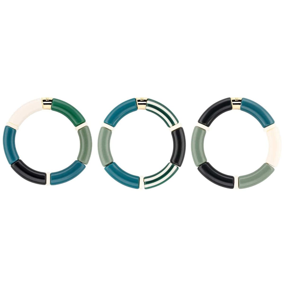 Bracelet perles tubes bleu canard et vert | Pipoca Selva Parabaya