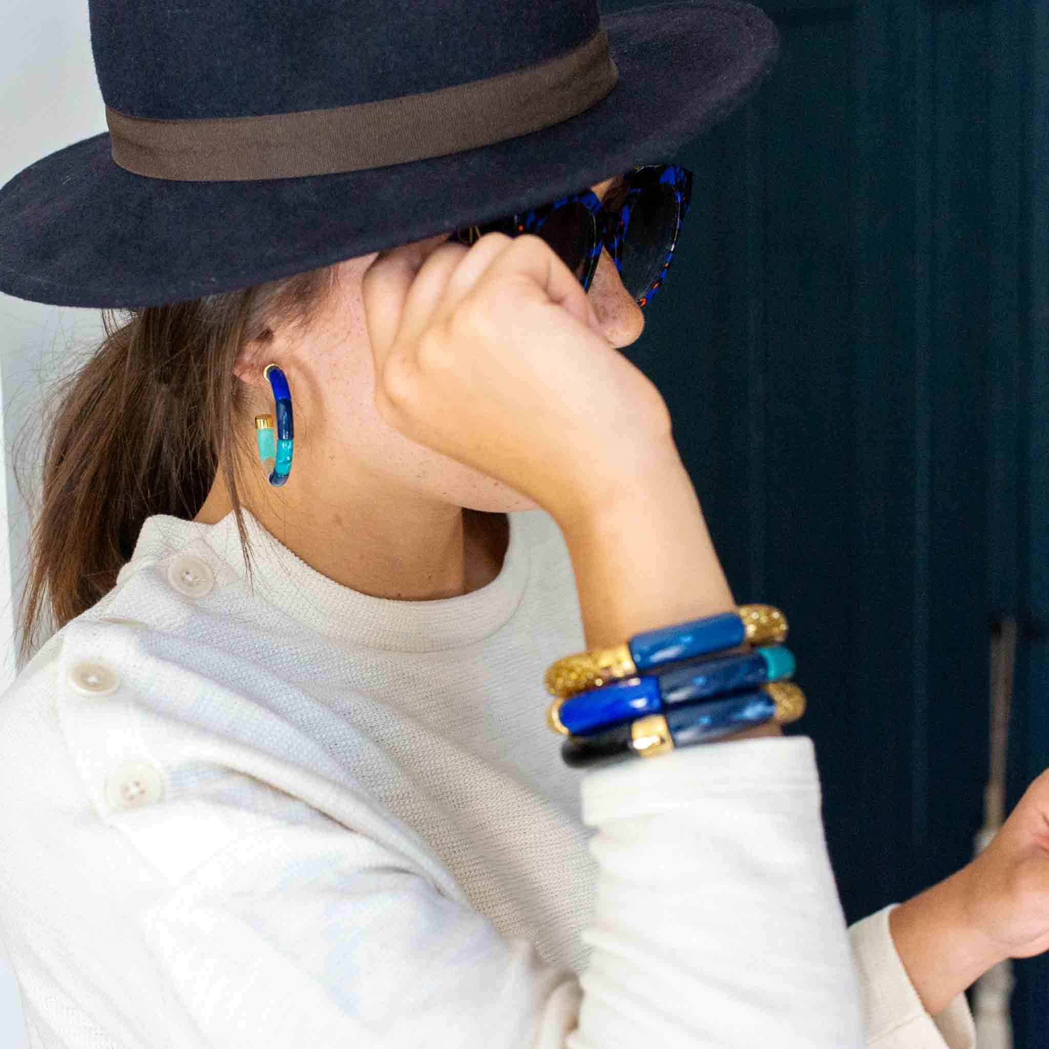 Bracelet Pipoca Azul-Ouro Parabaya