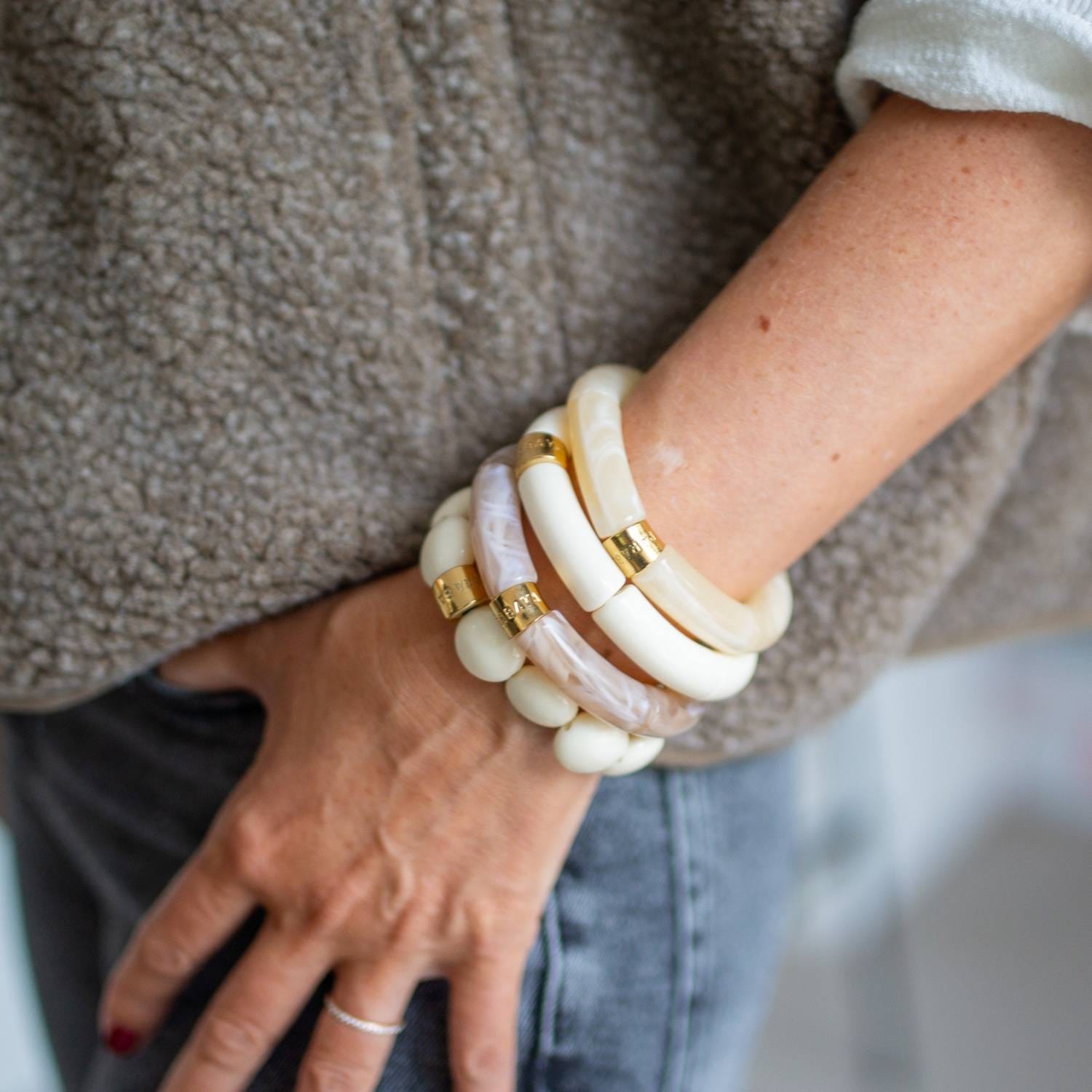 Bracelet Pipoca Creme Mono Parabaya