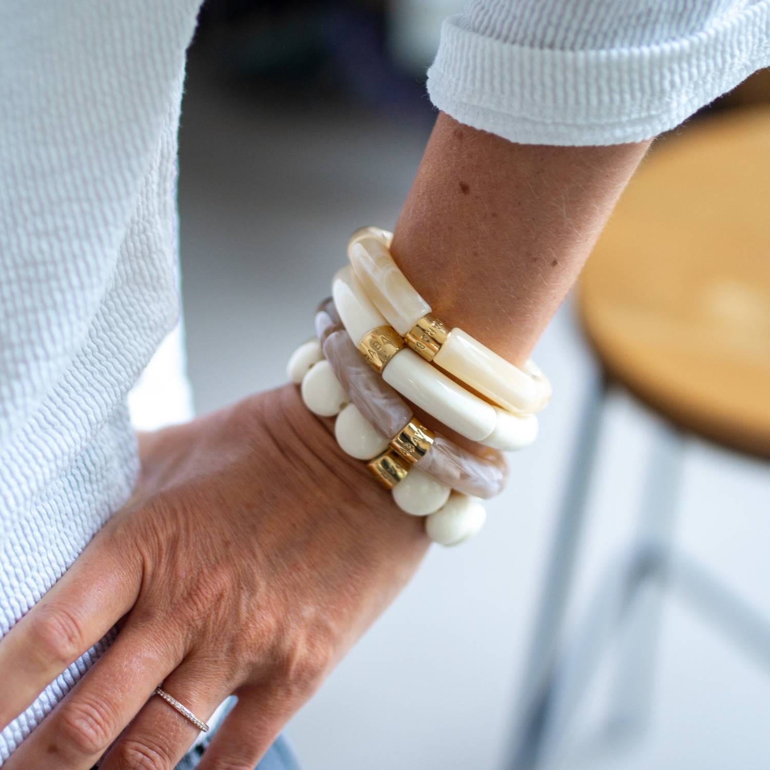 Bracelet Pipoca Creme Mono Parabaya