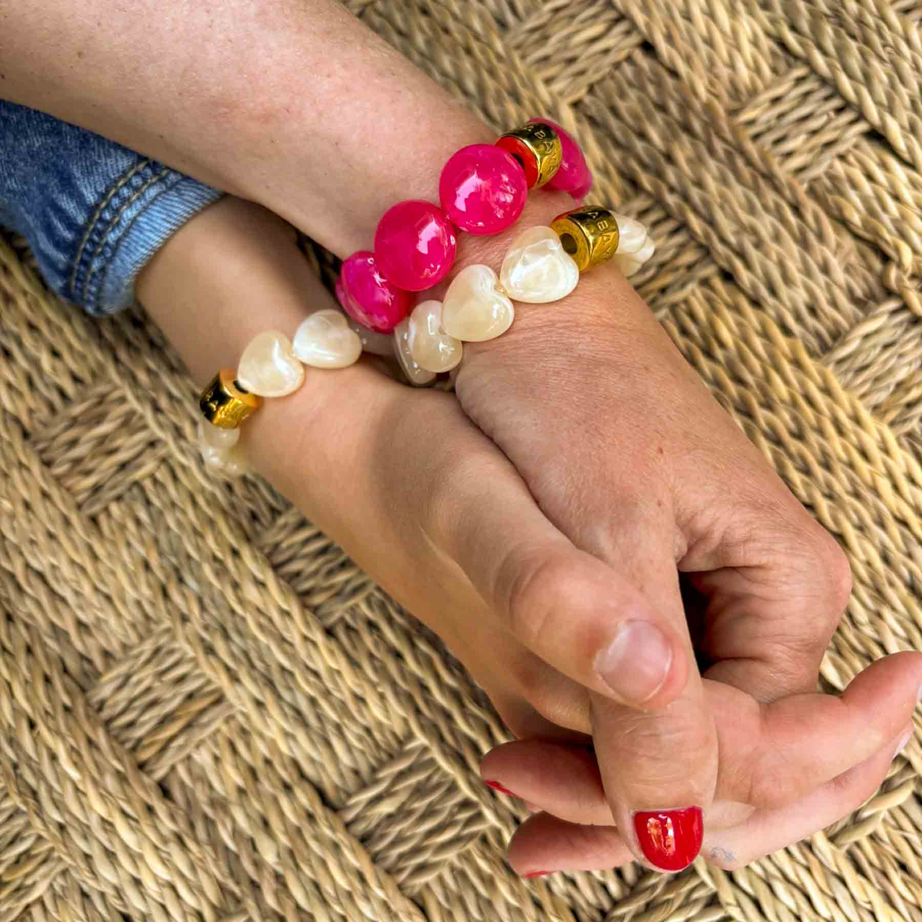 Coffret maman enfant bracelets assortis crème | Matchy-Matchy Parabaya Parabaya