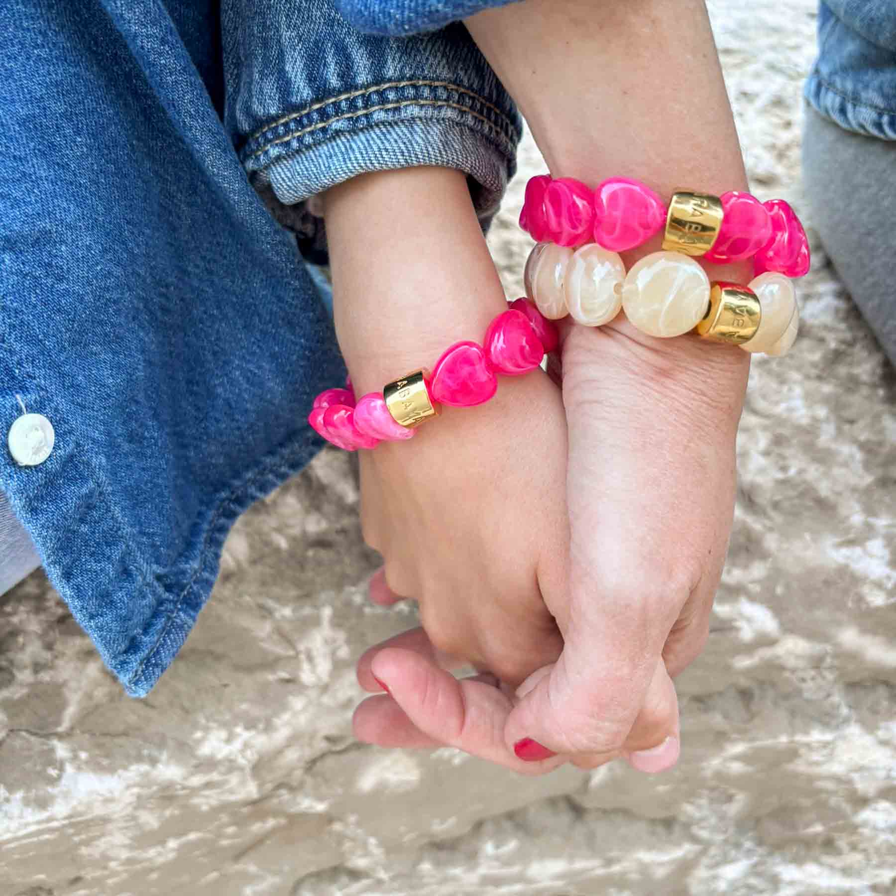 Coffret maman enfant bracelets assortis rose | Matchy-Matchy Parabaya Parabaya