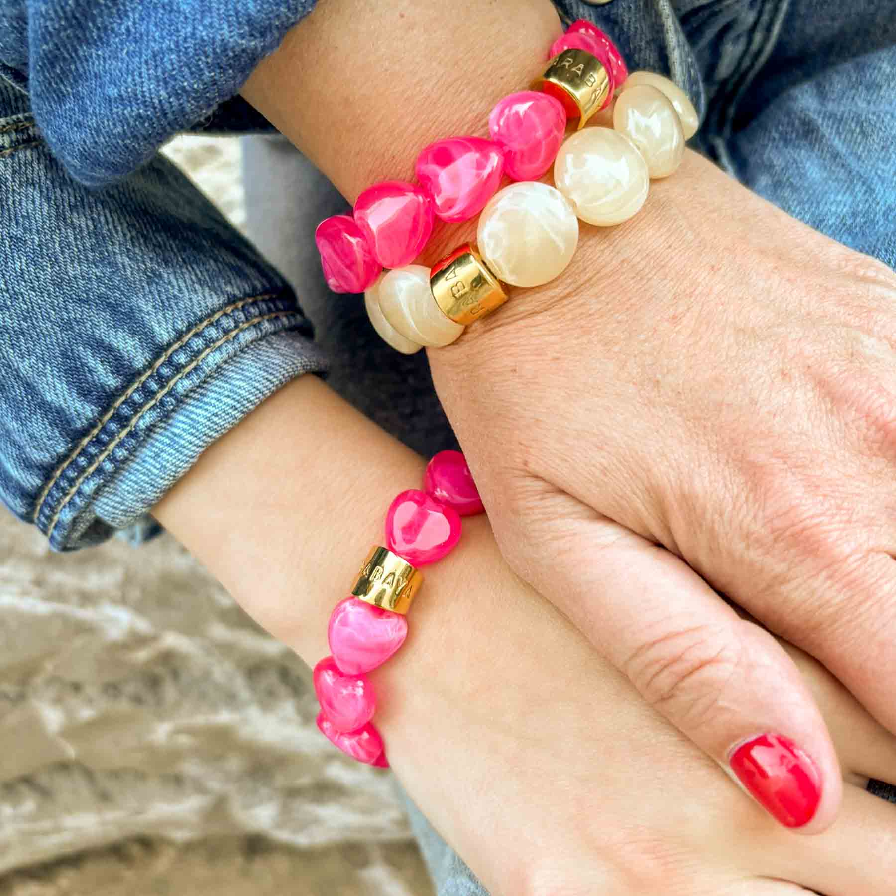 Coffret maman enfant bracelets assortis rose | Matchy-Matchy Parabaya Parabaya