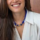 Collier bleu cobalt et doré femme | Praia Parabaya Parabaya