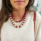 Collier bordeaux et doré femme | Praia Grenat Parabaya