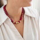 Collier bordeaux et doré femme | Praia Grenat Parabaya