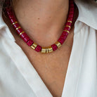 Collier bordeaux et doré femme | Praia Grenat Parabaya