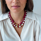 Collier bordeaux ivoire femme | Praia Grenat Parabaya