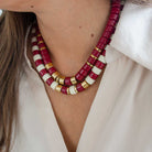 Collier bordeaux ivoire femme | Praia Grenat Parabaya