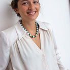 Collier ivoire bleu canard femme | Praia Selva Parabaya