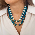 Collier ivoire bleu canard femme | Praia Selva Parabaya