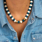 Collier ivoire bleu canard femme | Praia Selva Parabaya