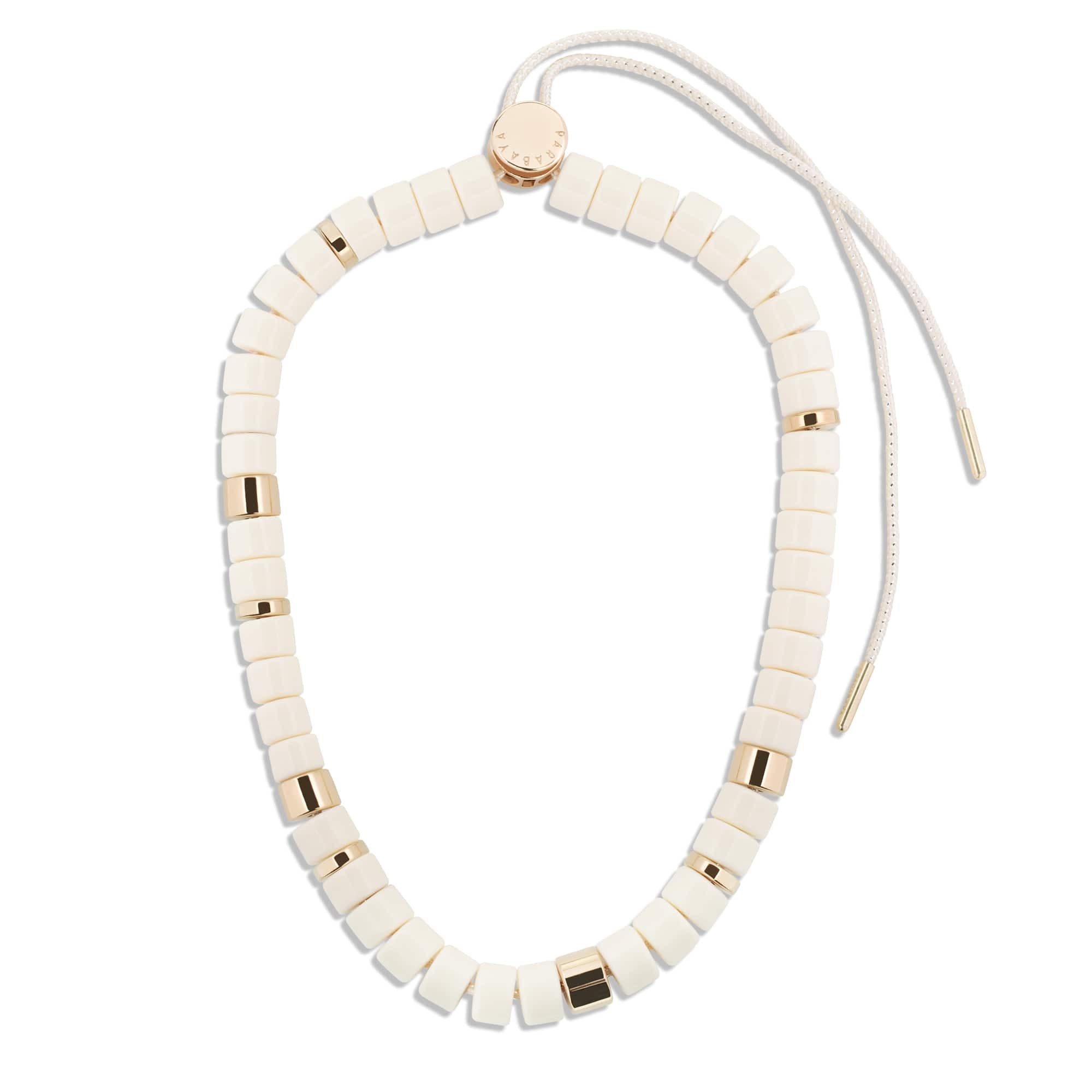 Collier perles ivoire et bleu femme réglable | Praia Ivoire Azul Parabaya Parabaya