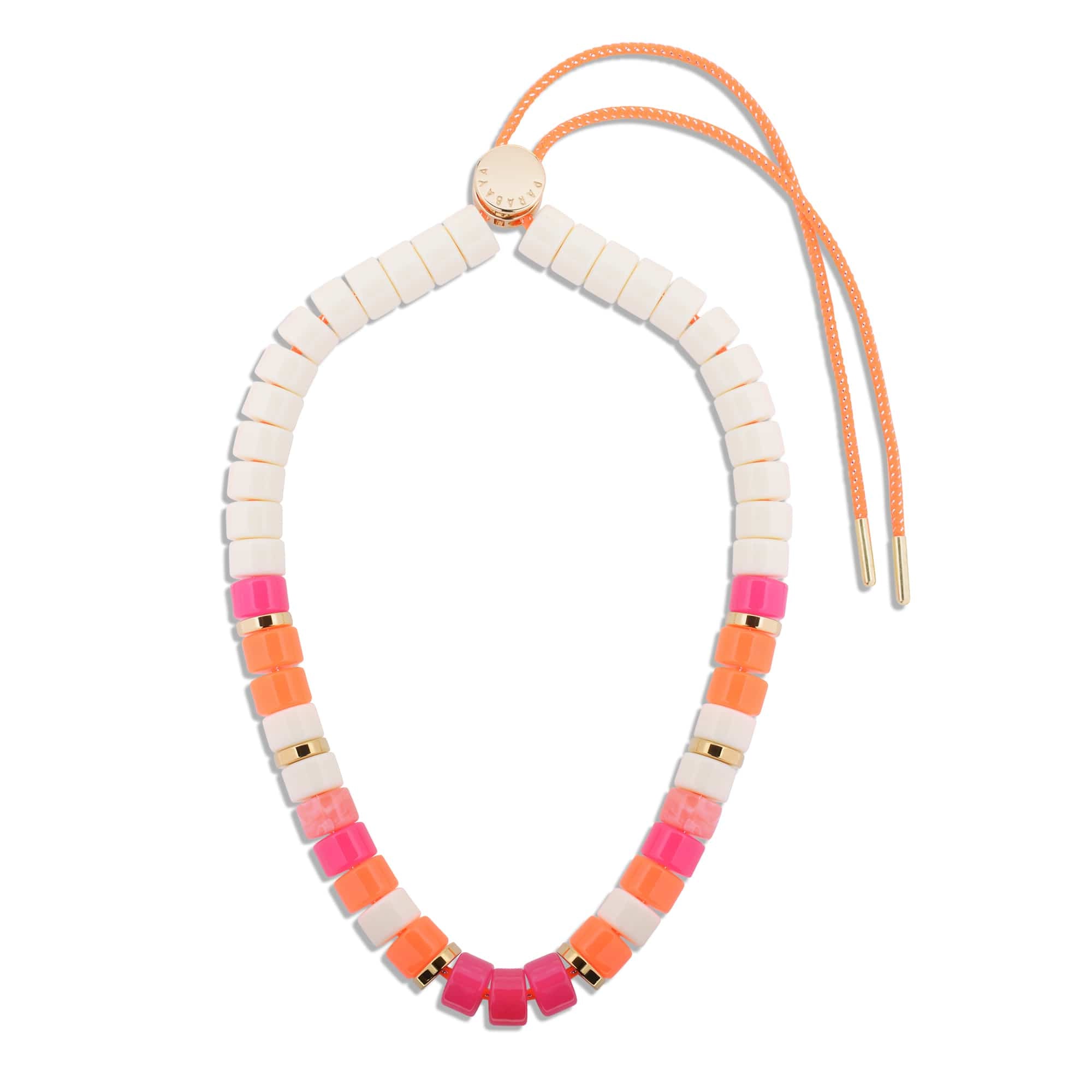 Collier perles ivoire et orange femme réglable | Praia Ivoire Laranja Parabaya Parabaya