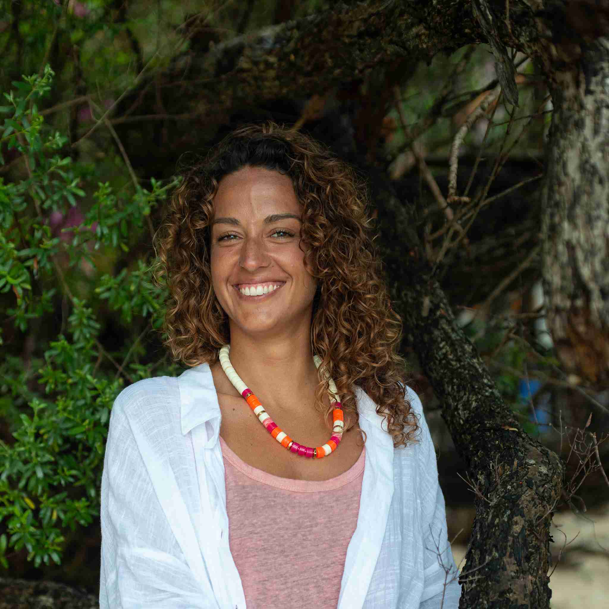 Collier perles ivoire et orange femme réglable | Praia Ivoire Laranja Parabaya Parabaya