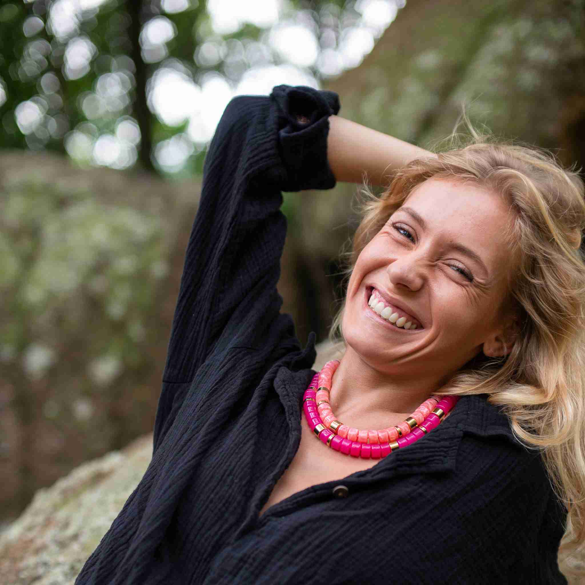 Collier perles magenta femme réglable | Praia Magenta Parabaya Parabaya