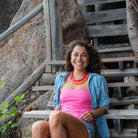 Collier perles orange femme réglable | Praia Laranja Parabaya Parabaya