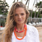 Collier perles orange femme réglable | Praia Laranja Parabaya Parabaya
